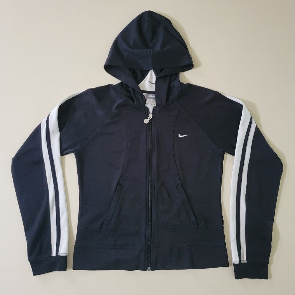 Nike Women's Black Hooded Zip-Up Long Sleeve Jacket
